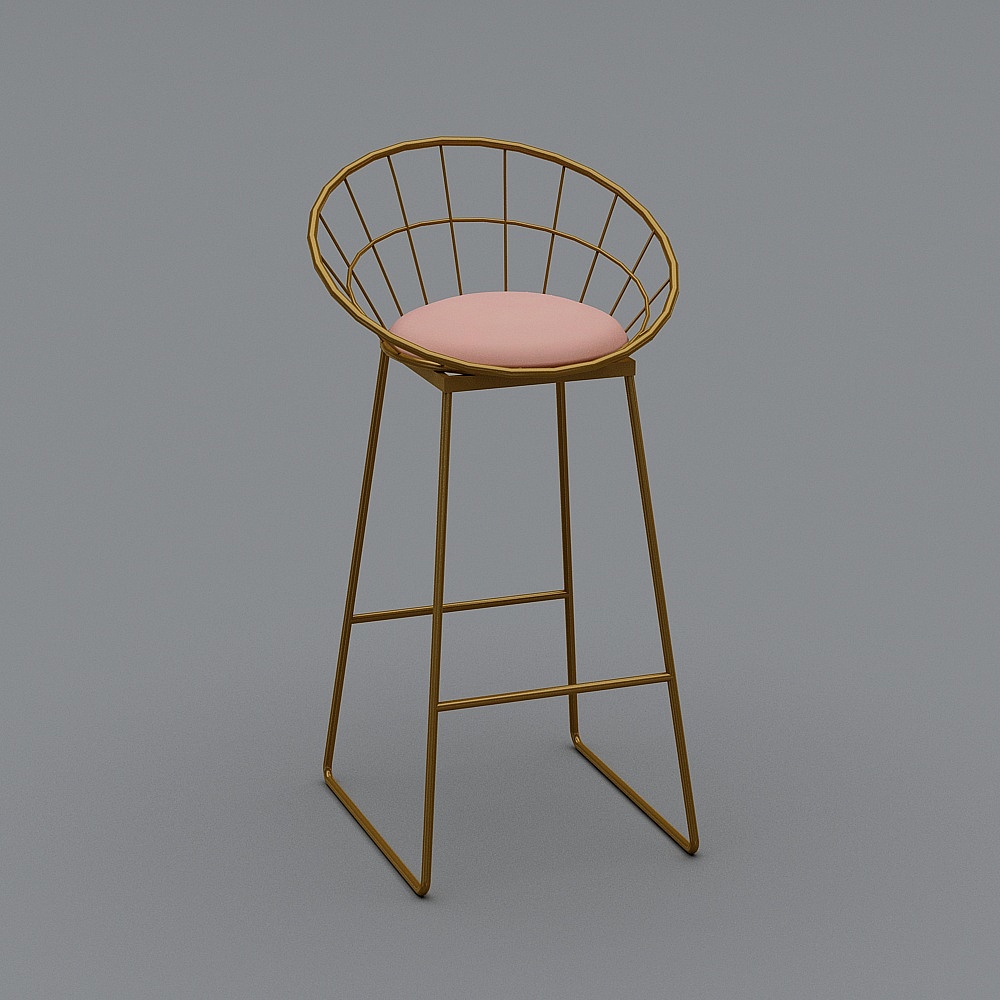 灰色吧台椅子粉3D模型