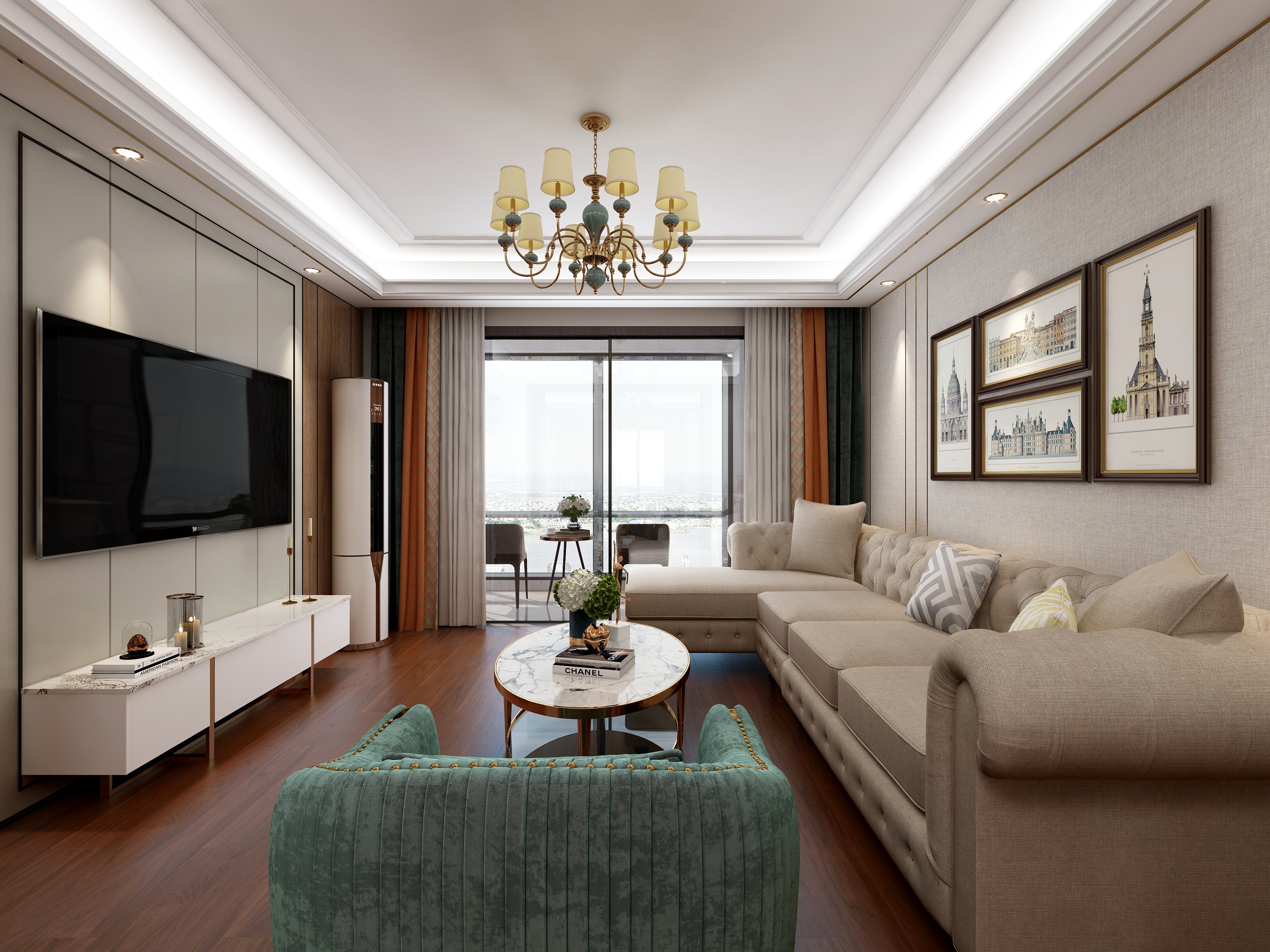 湛智华-美式139平3房装修效果图