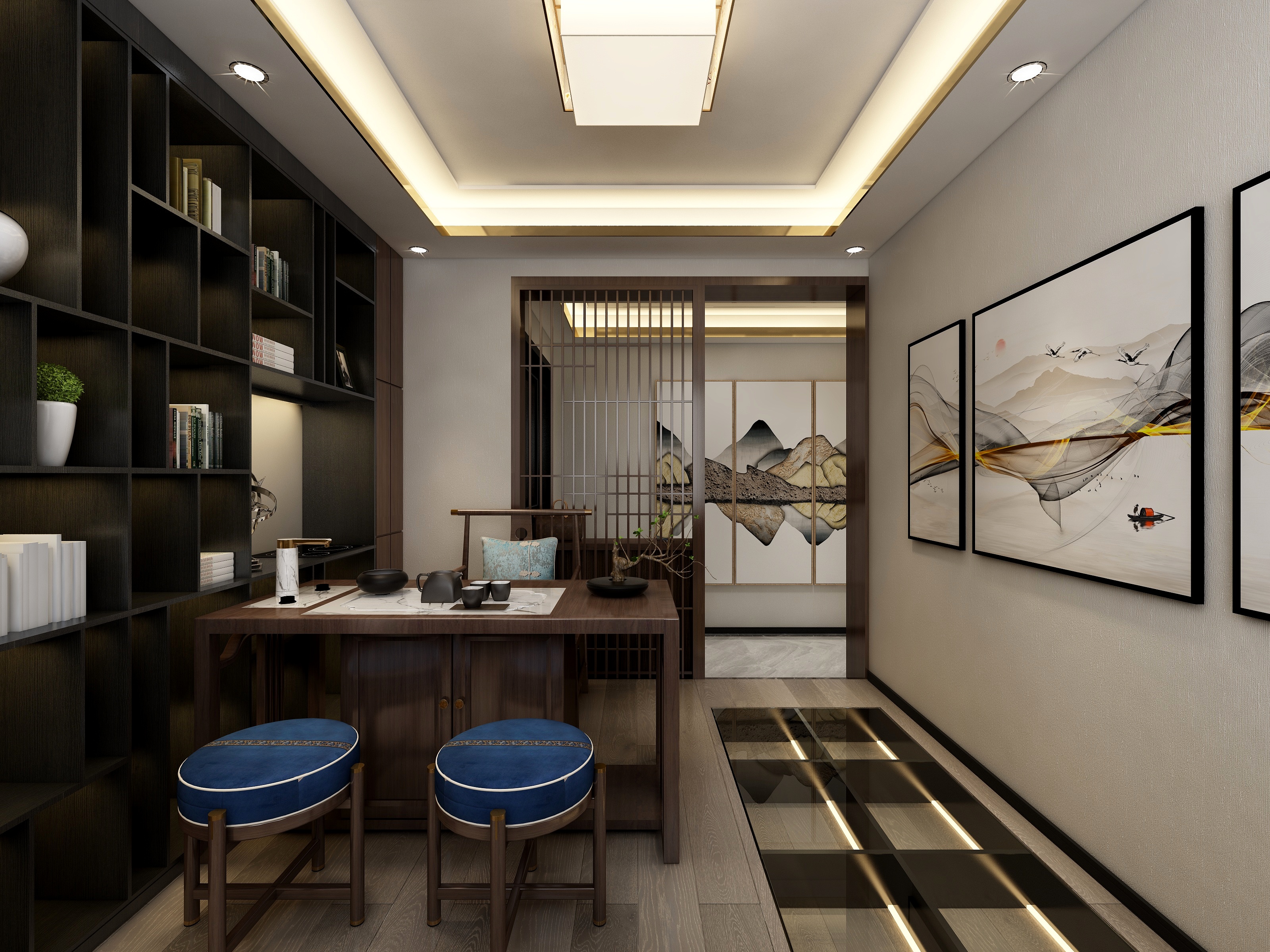 李青越-西宁市-九州河畔小区-新中式装修效果图