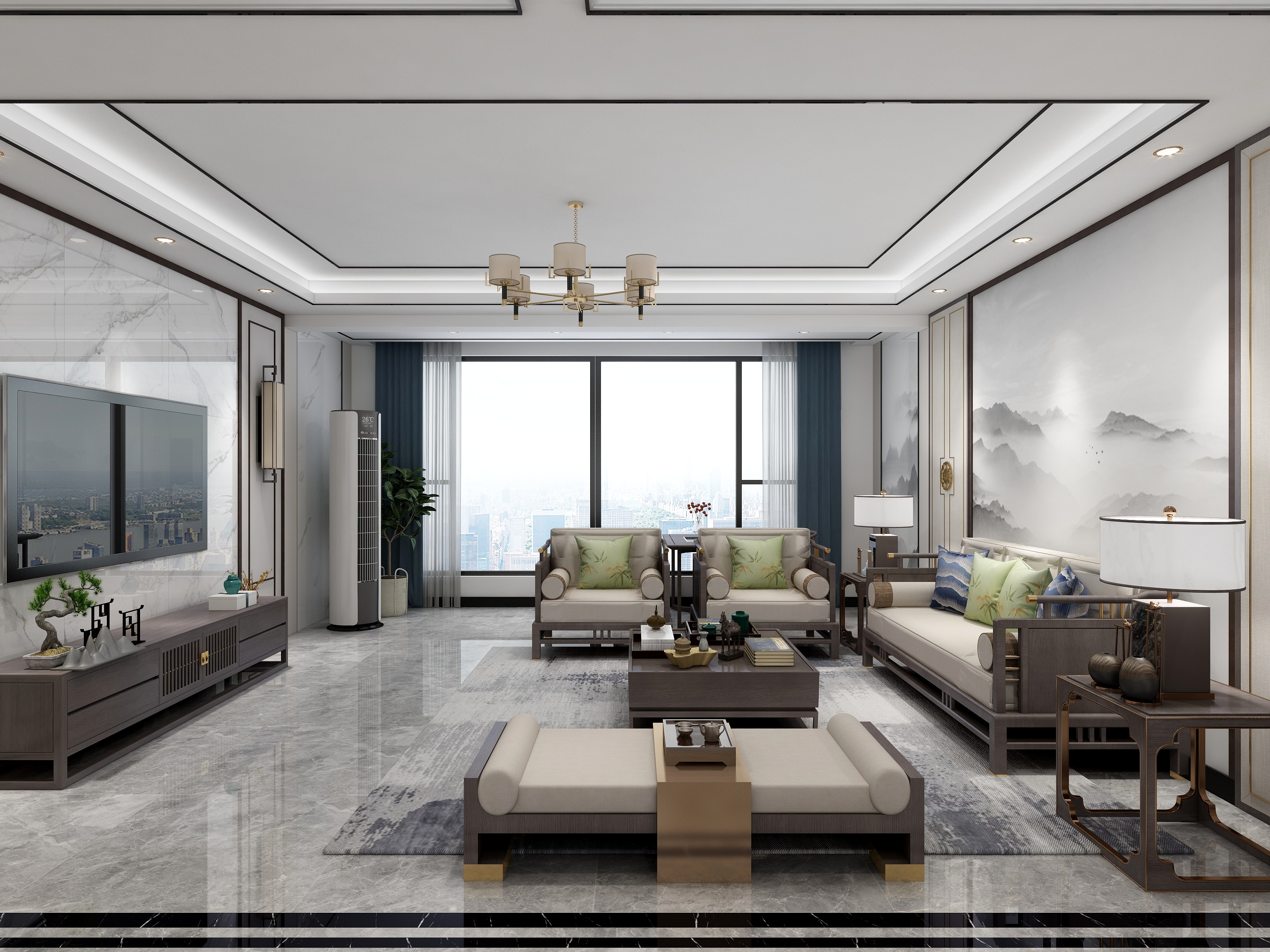 齐小北-178方新中式四居装修效果图