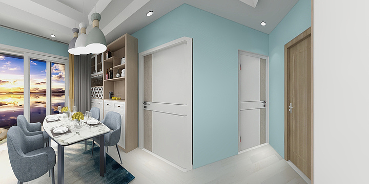 瑞和园89.50㎡B户型3室2厅1卫-装修设计方案