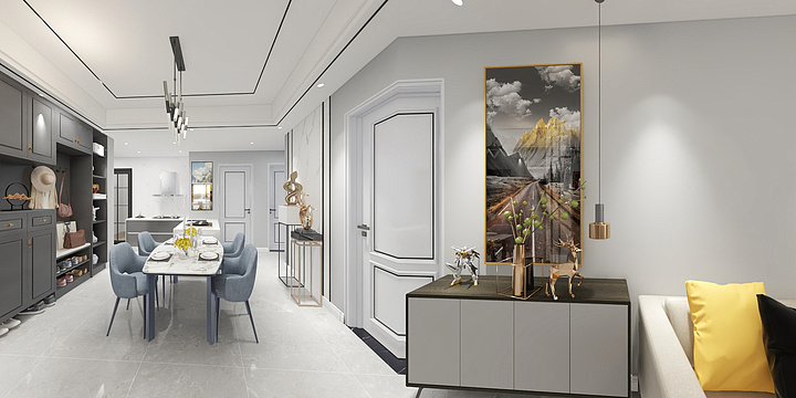 设计师王成-刘恒娅老枫丹江屿7栋轻奢黑钛金、黄钛金-装修设计方案