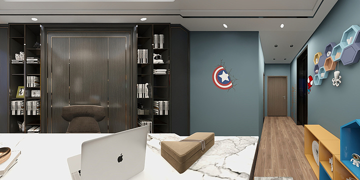 关十三-义乌别墅六楼小宝房卧室书房-装修设计方案