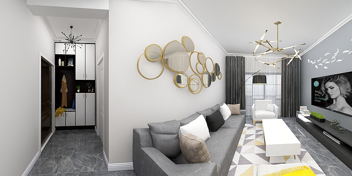 阿文设计工作室-瑶湖郡客餐厅-装修设计方案