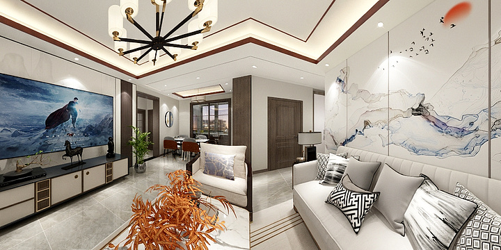 倔强的张设计-清华府二期132-新中式风格-装修设计方案