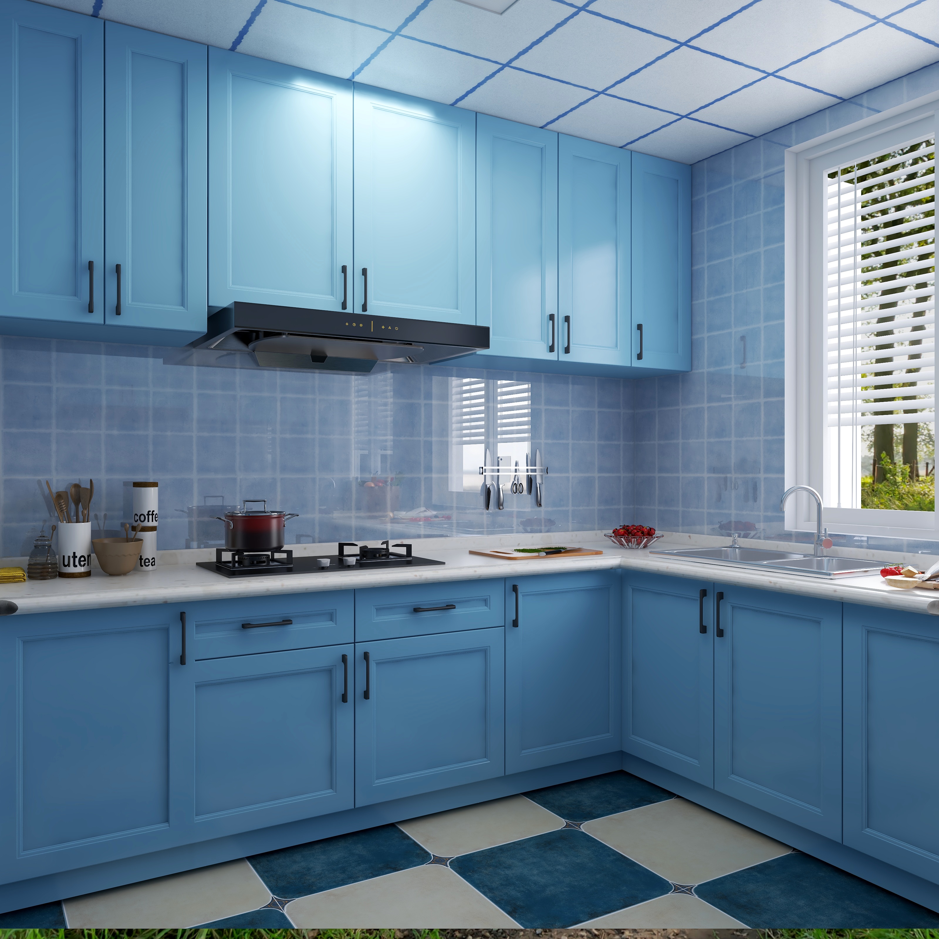 有黑眼圈的设计师-86方地中海两居装修效果图