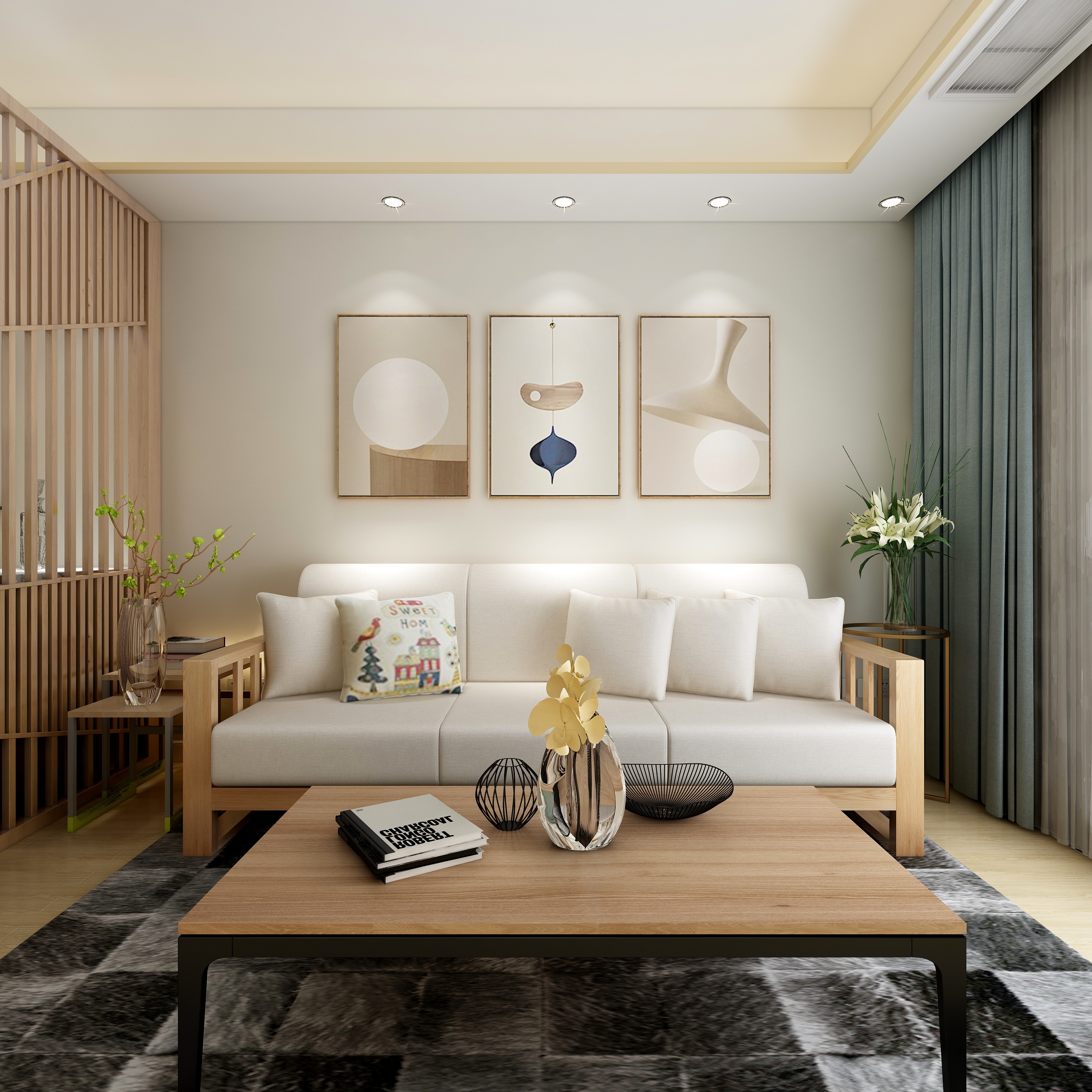 常科-现代简约原木风3室2厅118平-初夏装修效果图