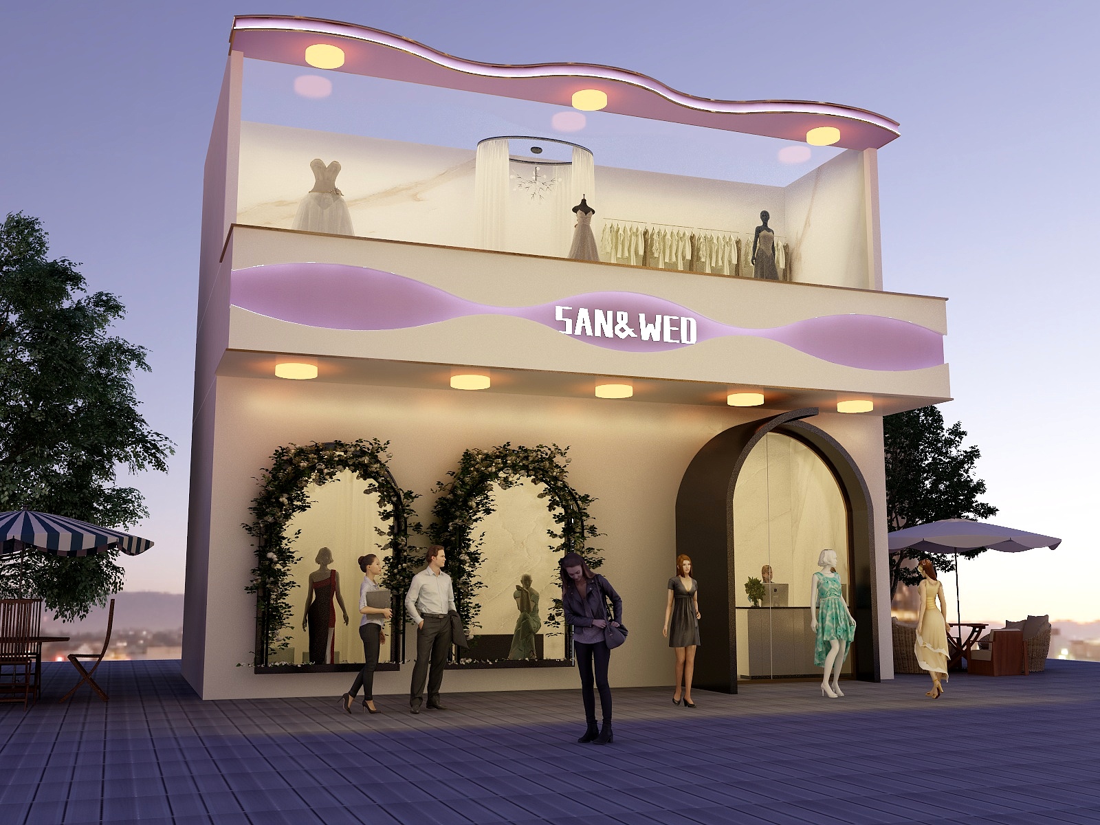 萍踪斜影闯天涯-婚纱店门头设计-装修设计方案