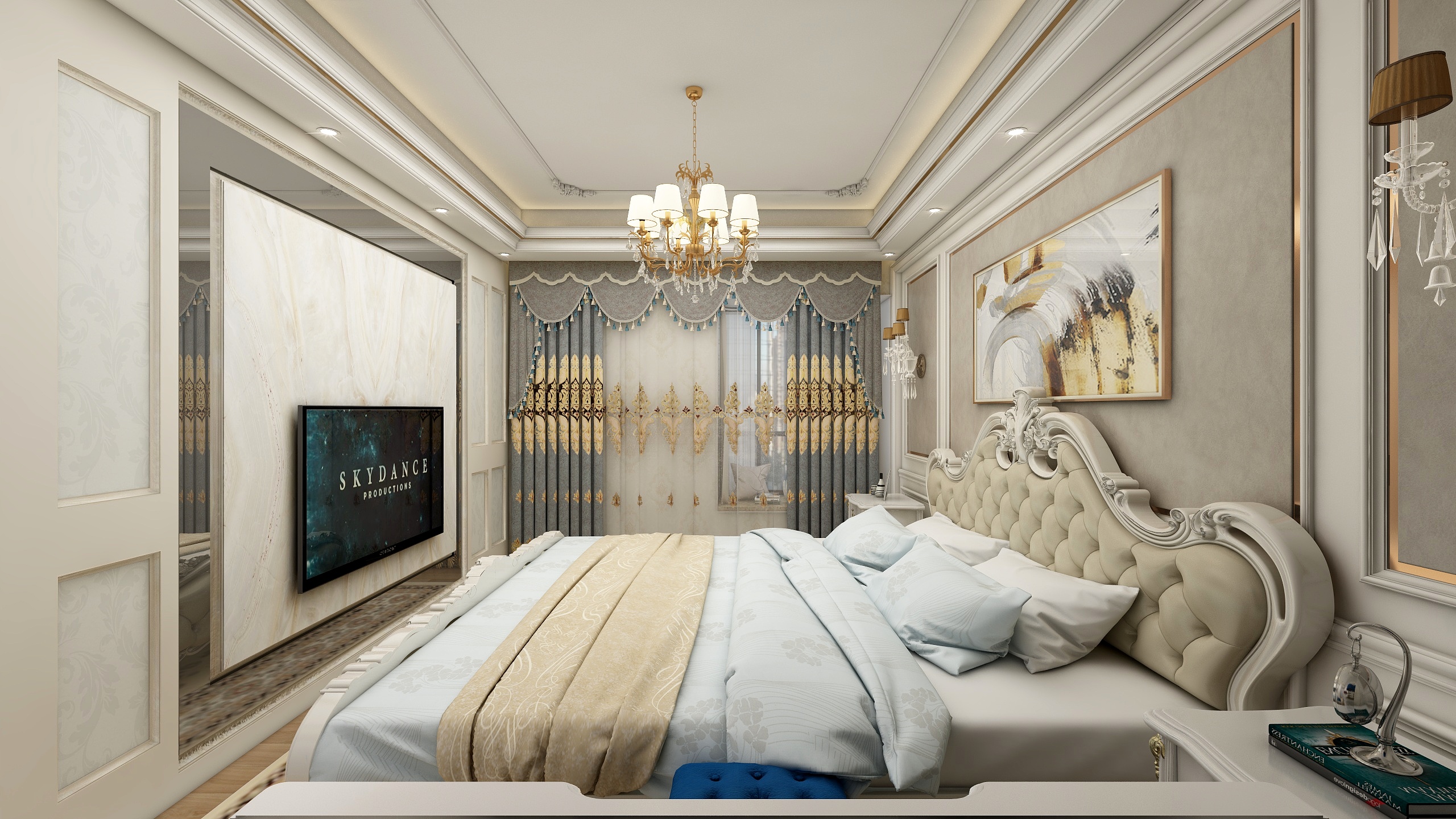 张亚兰-荷塘月色-简欧装修效果图