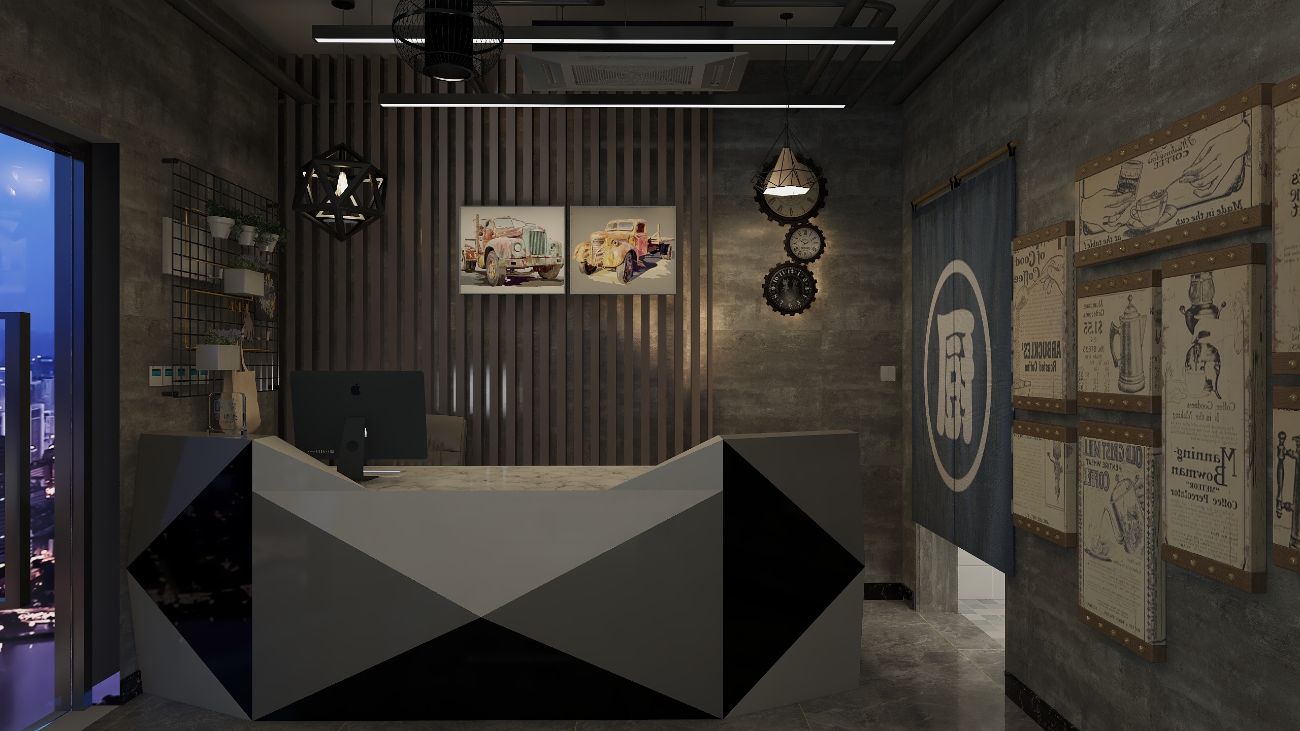 即时效果设计丨赵健军丨Jerry-工装丨工业风星空火锅店丨赵健军-装修设计方案