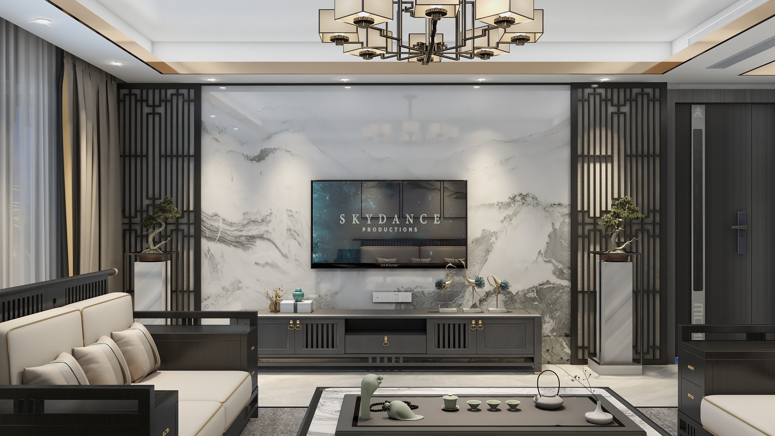 潮州设计师阿龙-新中式--禅装修效果图