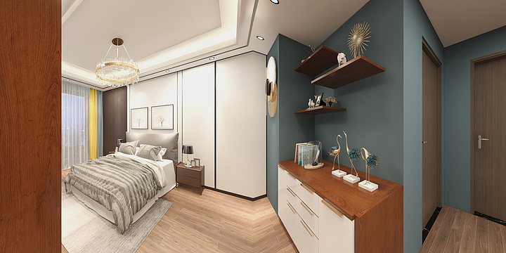 关十三-义乌别墅六楼女儿房卧室书房-装修设计方案