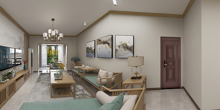 筑简设计-新中式-黄忠小区-谭健效果图-装修设计方案