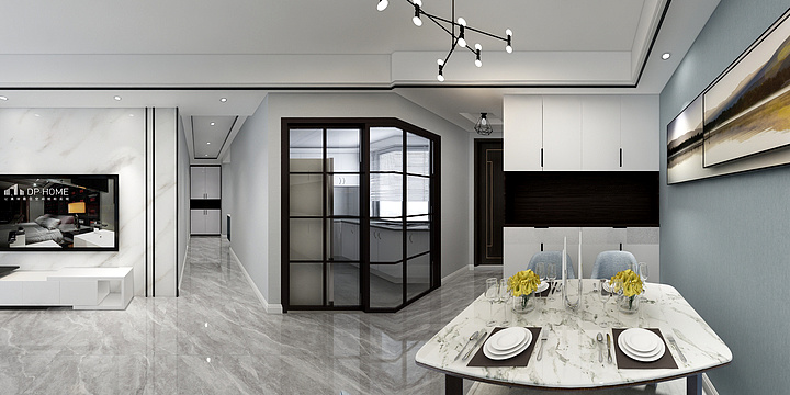 AAA沪沁装饰 张辉15161512379-玫瑰庄园97平现代简约黑白灰-装修设计方案