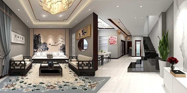 菜叔-四季花海樱花园12号胡总别墅大厅-装修设计方案