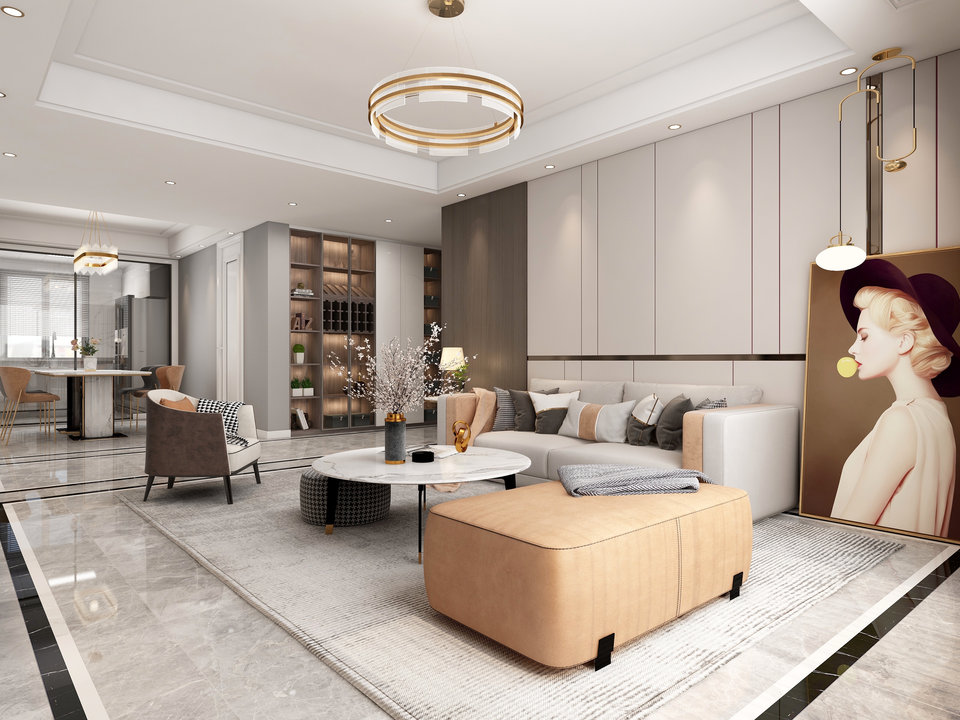 莫言空间设计-129方现代三居装修效果图