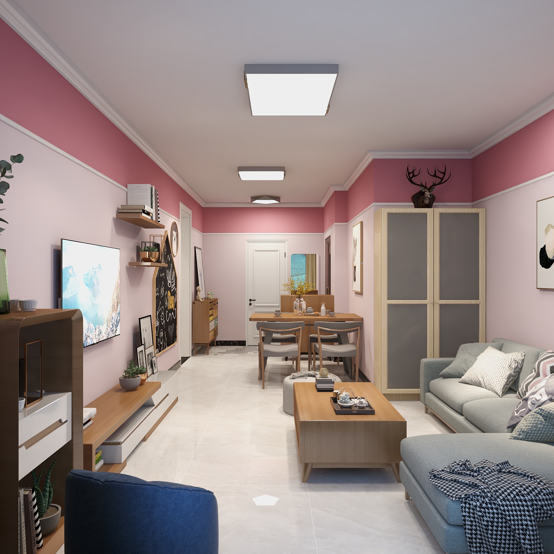 硕硕姓李-76㎡暖暖的粉红心，宠你爱你给你最好的美丽装修效果图