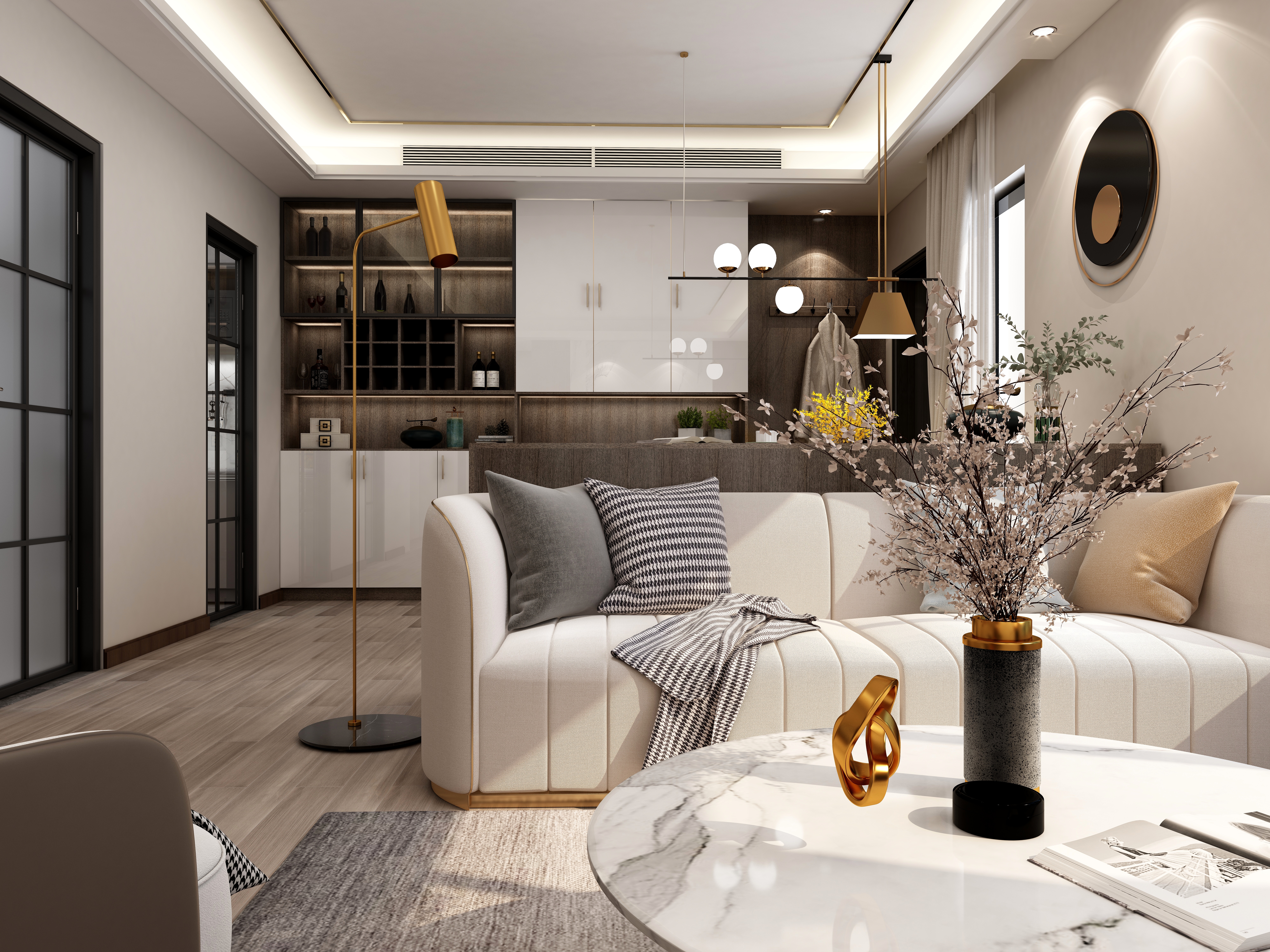 马骏-91方现代两居装修效果图