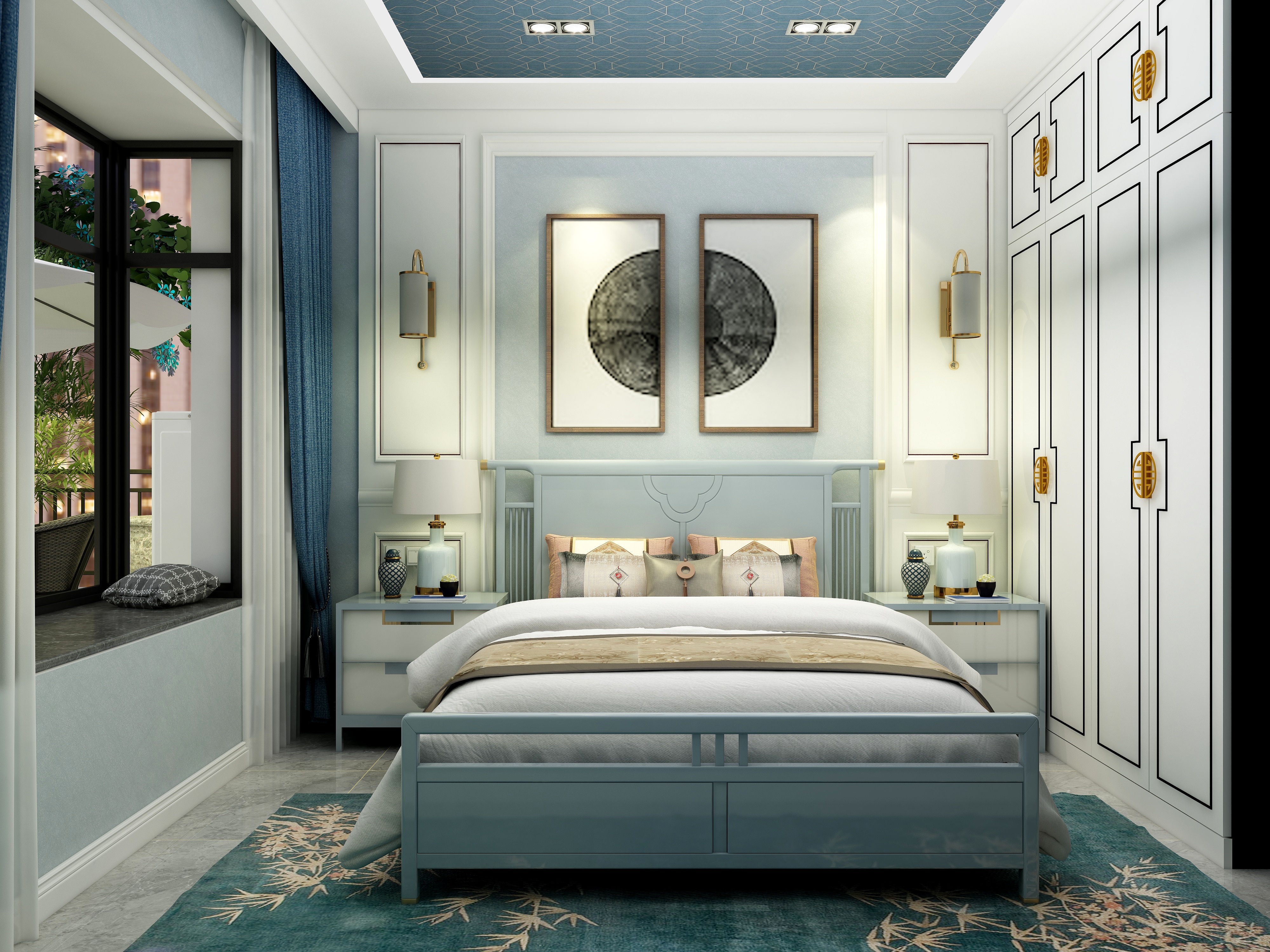 奔奔装饰设计-192方新中式三居装修效果图