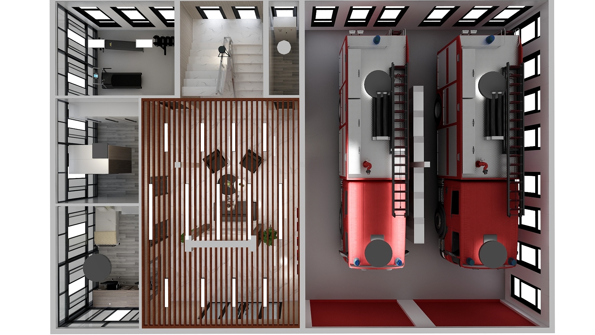 江苏蓝图-扬州邗江中集文昌消防站模型-装修设计方案