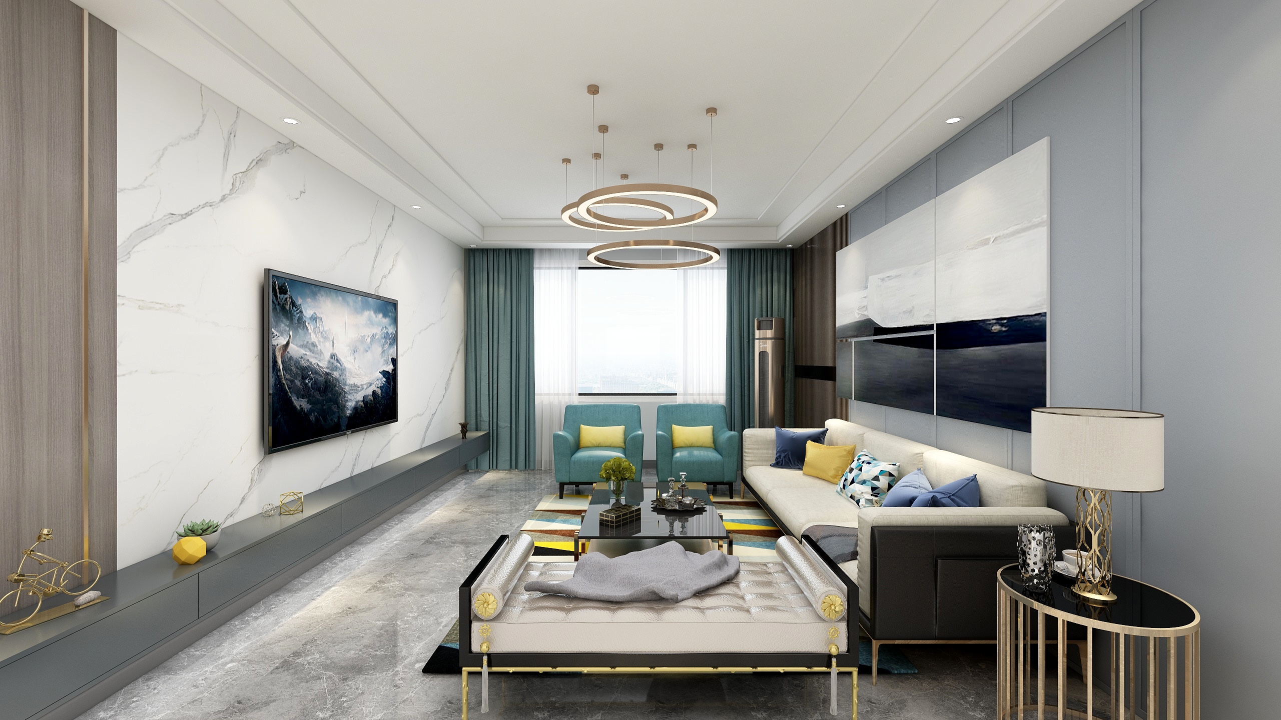 QINHAOYAN设计-124方现代三居装修效果图