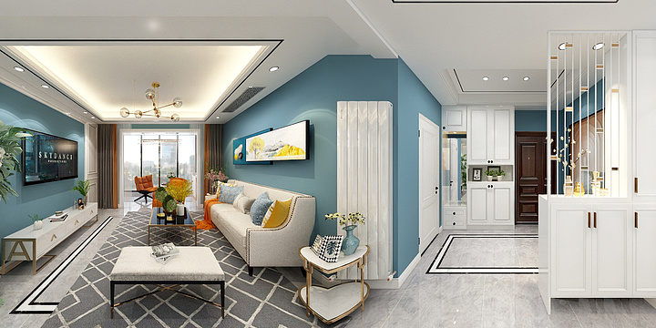 双人鱼清蒸-华建上院8-803蓝色版本-装修设计方案