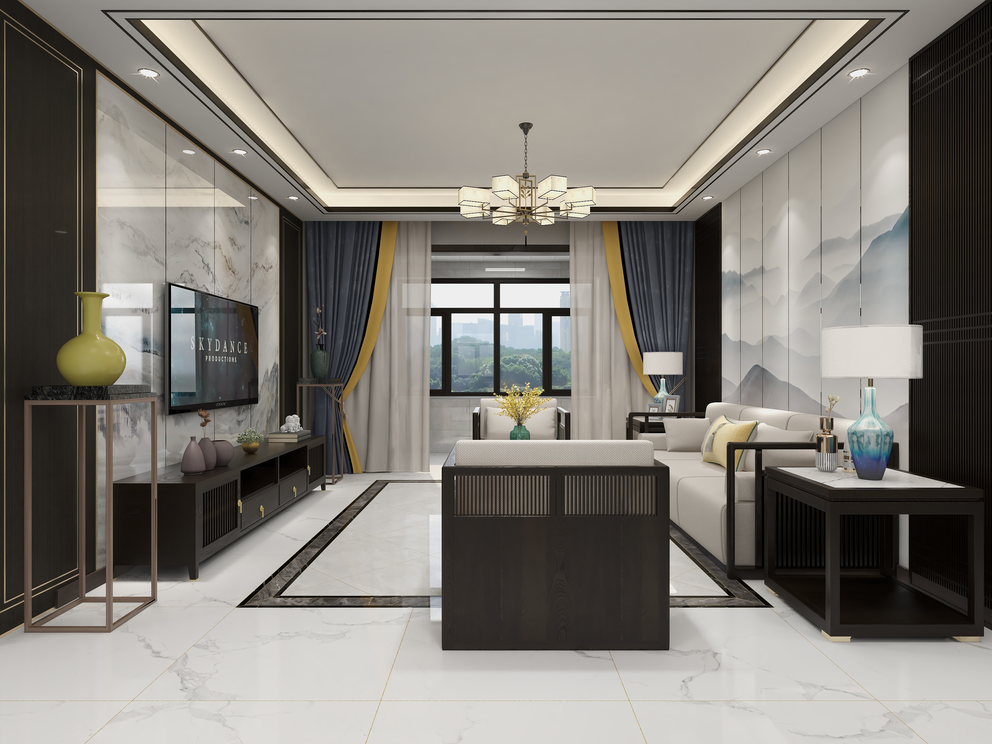 张景-融创外滩壹号-中式装修效果图