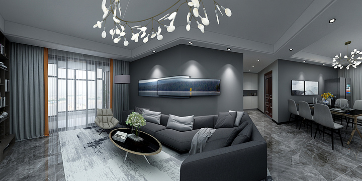 何丹丶-翰林阁现代黑白灰-装修设计方案
