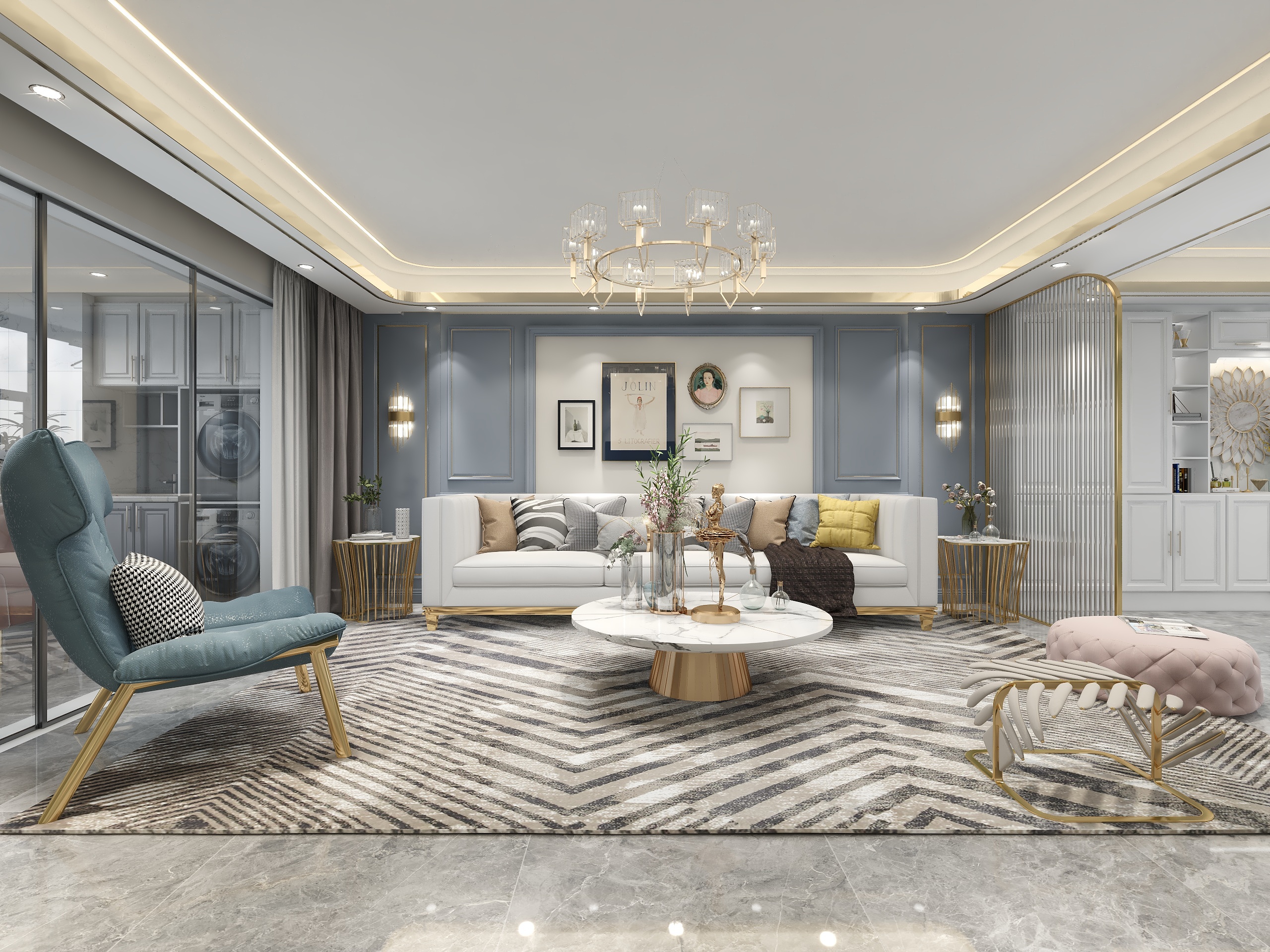 李青越-160方轻奢两居装修效果图