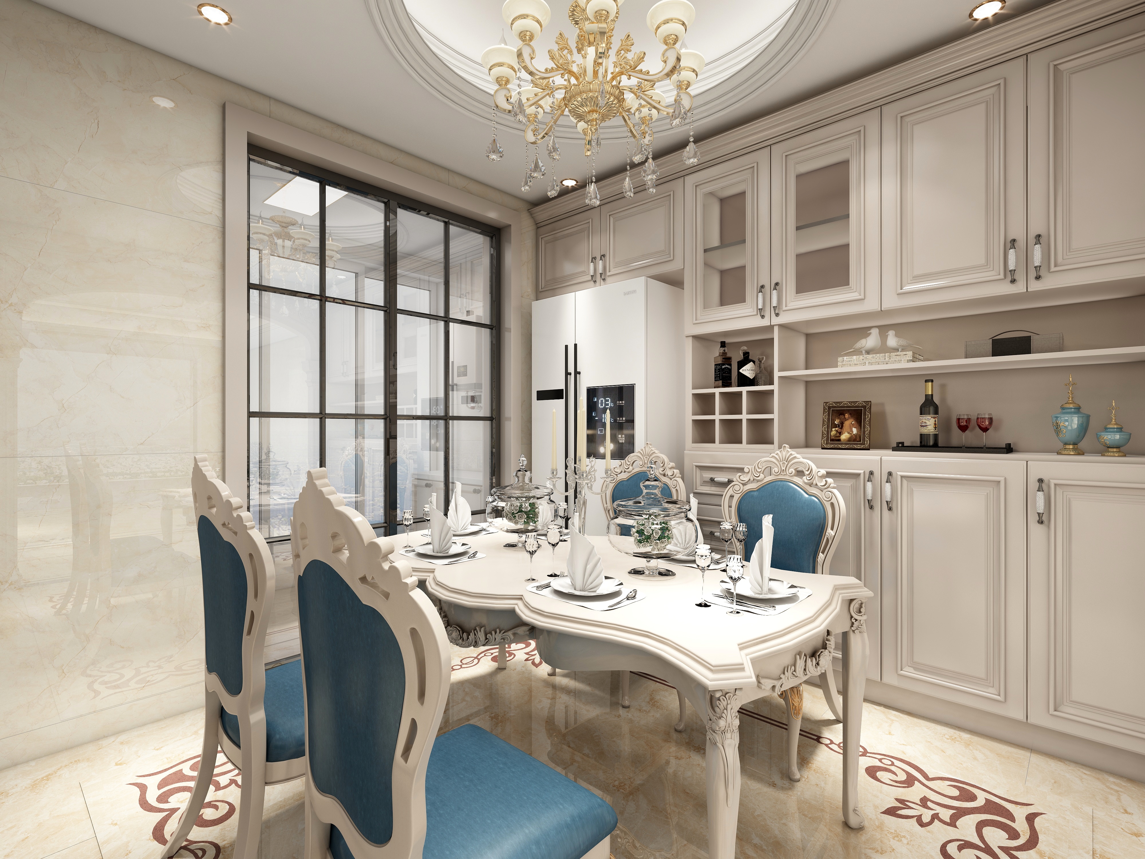 骞Design-133方欧式三居装修效果图