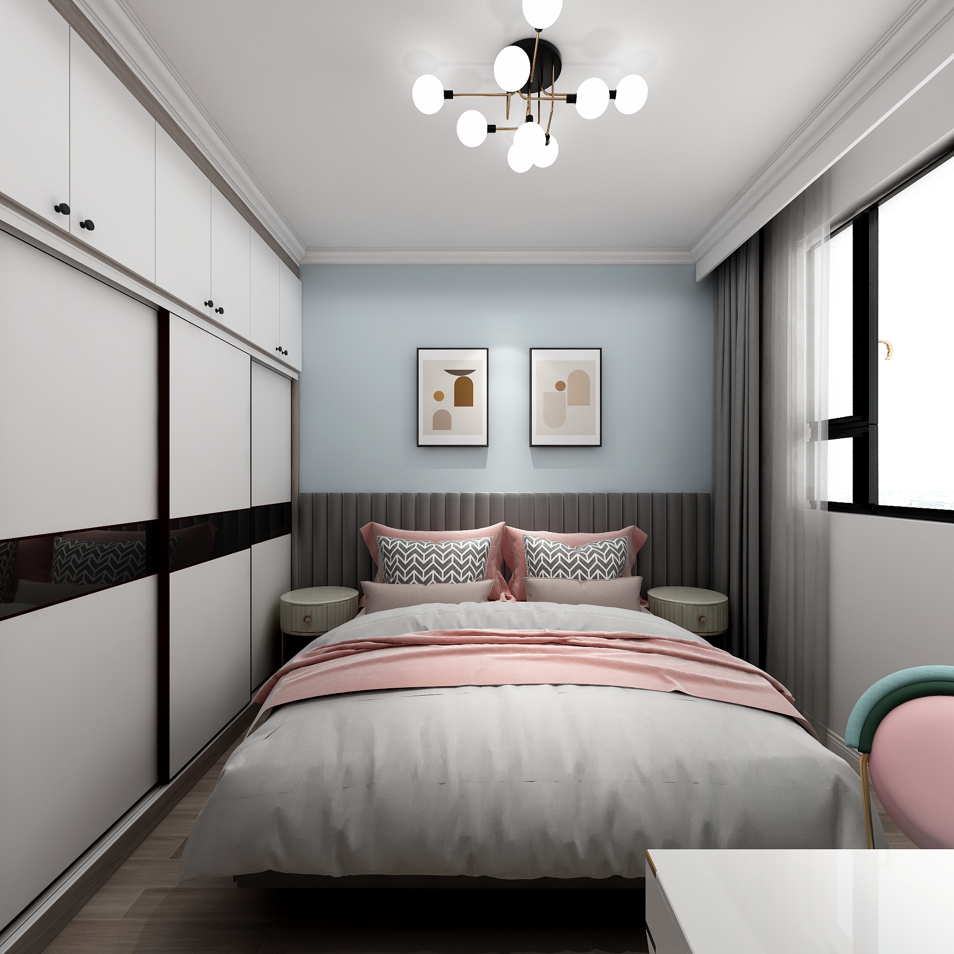 湛智华-现代简约100平3房装修效果图