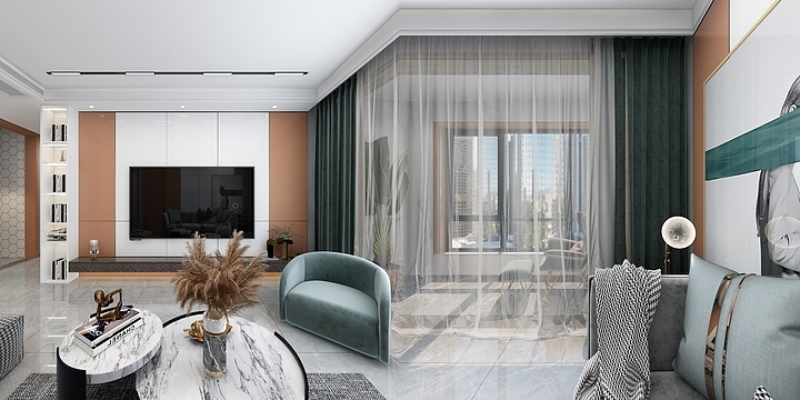 查富轮-153m²莫兰迪橙现代简约风3室2厅-装修设计方案