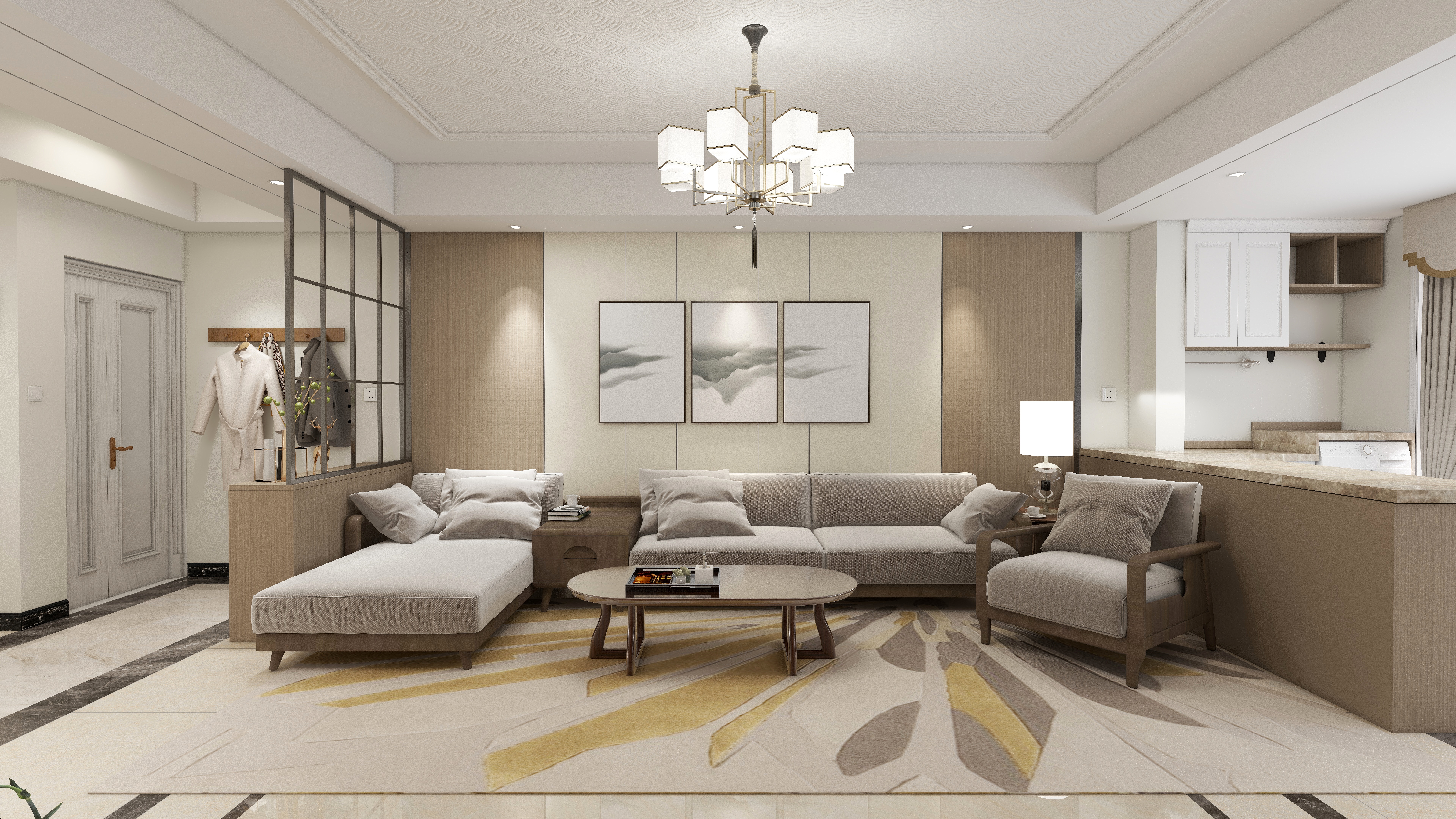 邹邹制图-新中式简约-客餐厅-装修设计方案