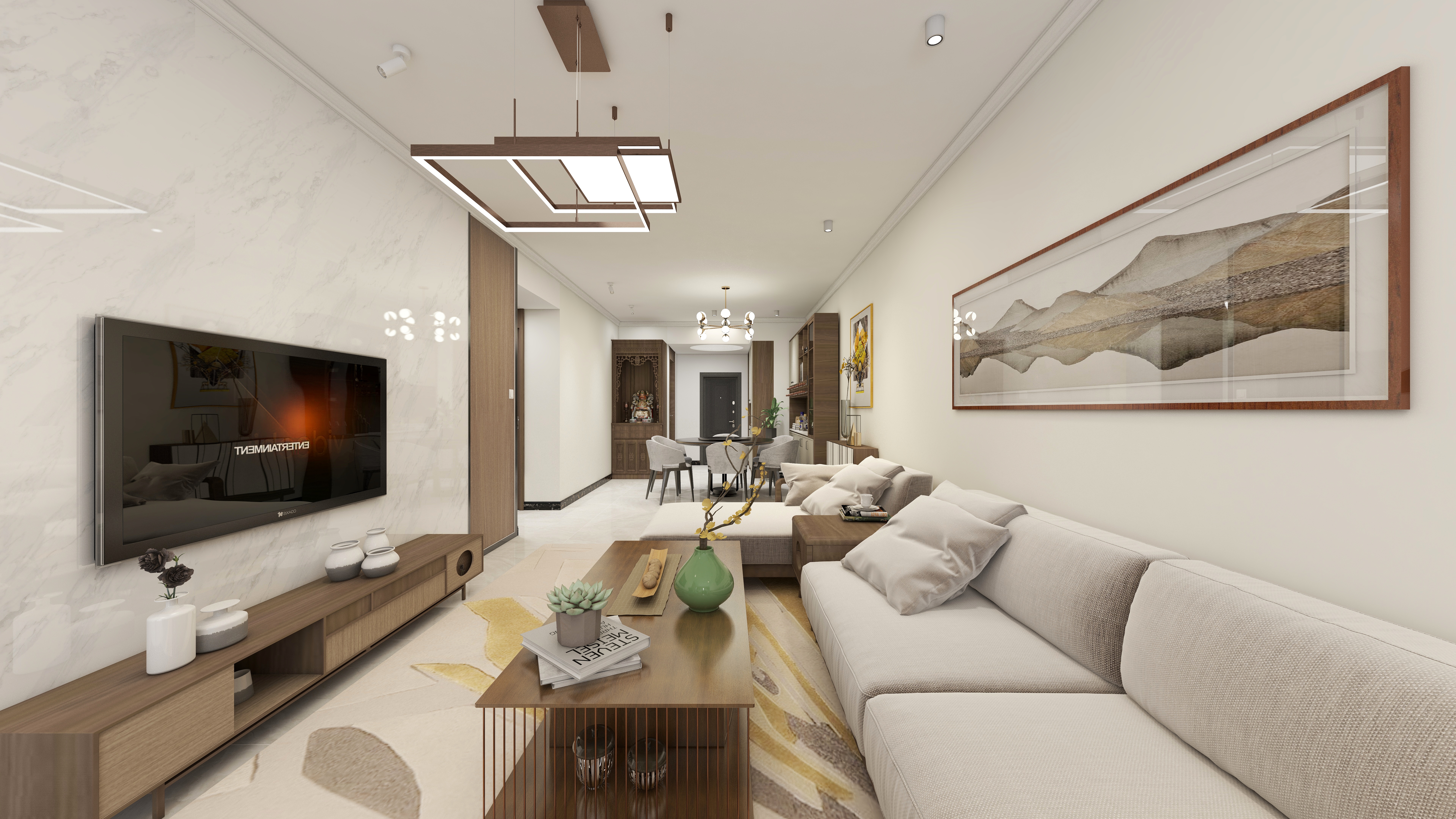 邹邹制图-新中式混搭-客餐厅 主卧-装修设计方案