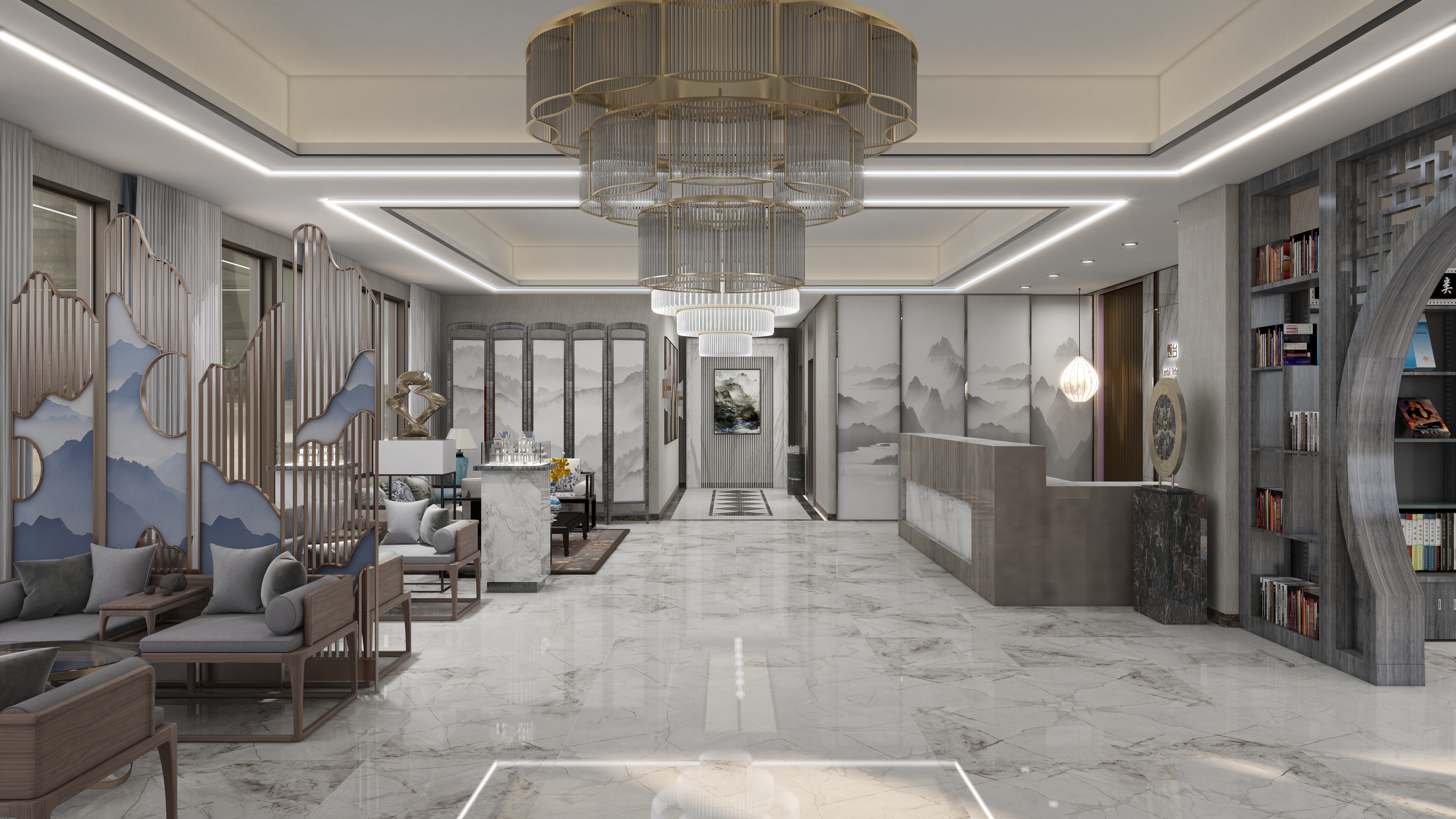 用心做家具-新中式酒店-大堂-装修设计方案