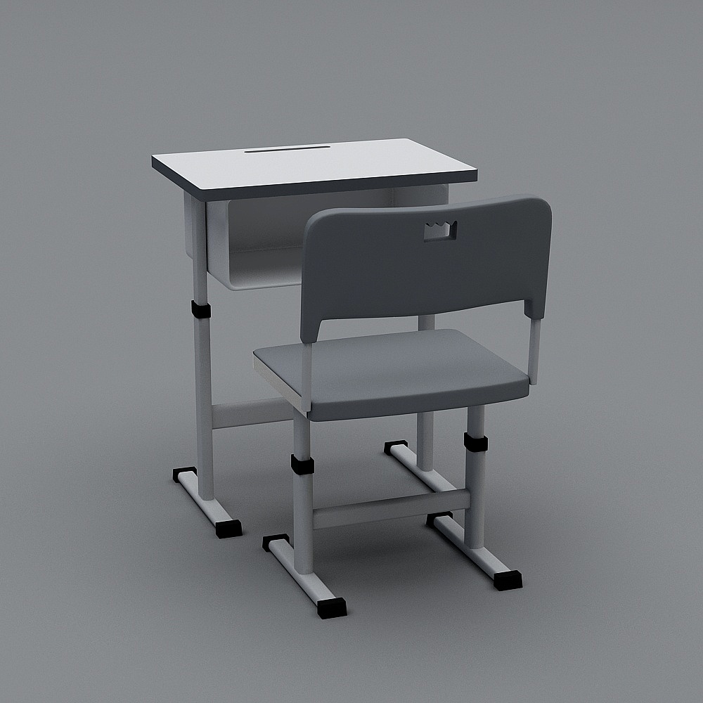 单人写字桌3D模型