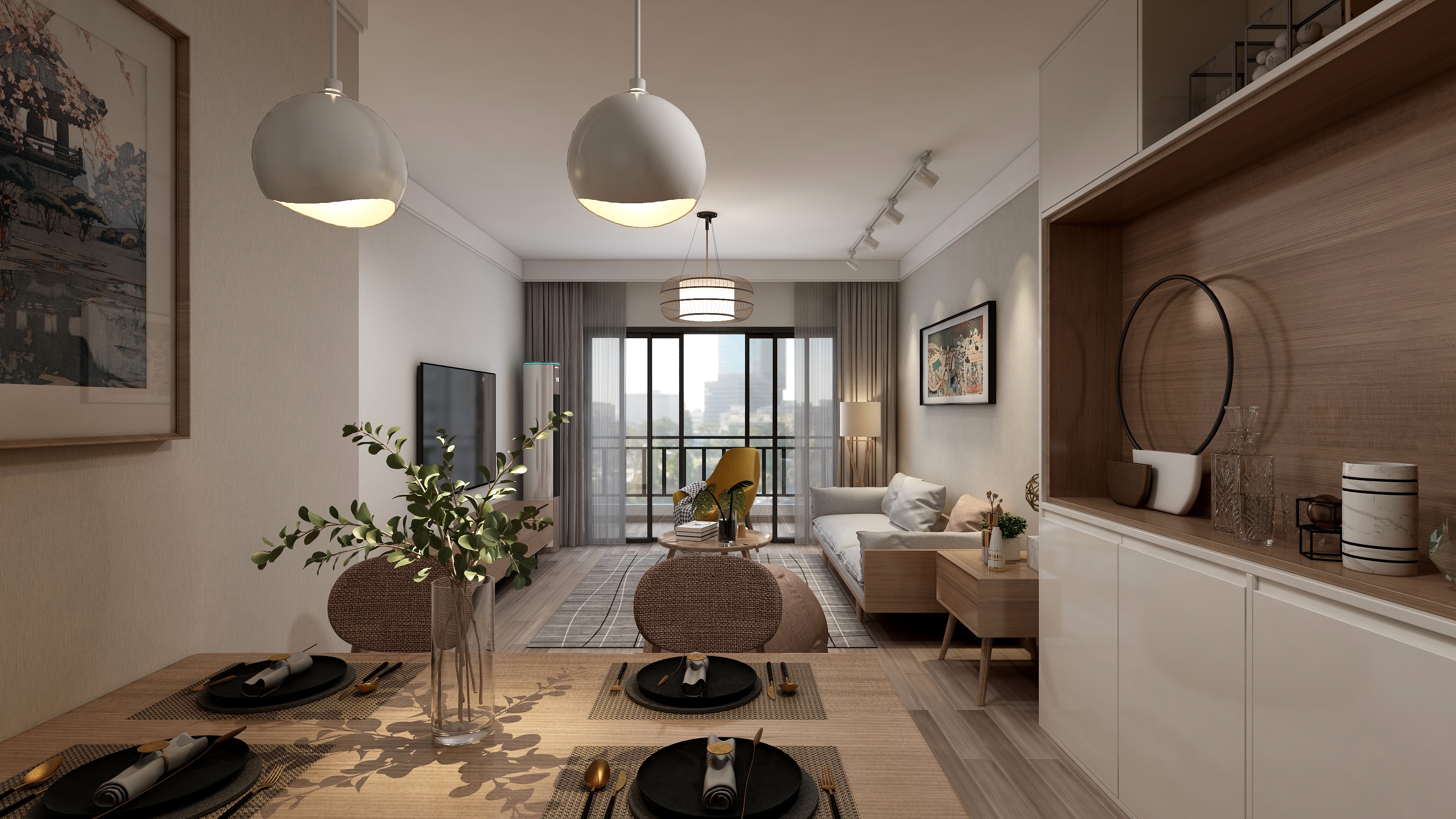 塑梧设计-雅安卢先生-97方日式全屋设计装修效果图