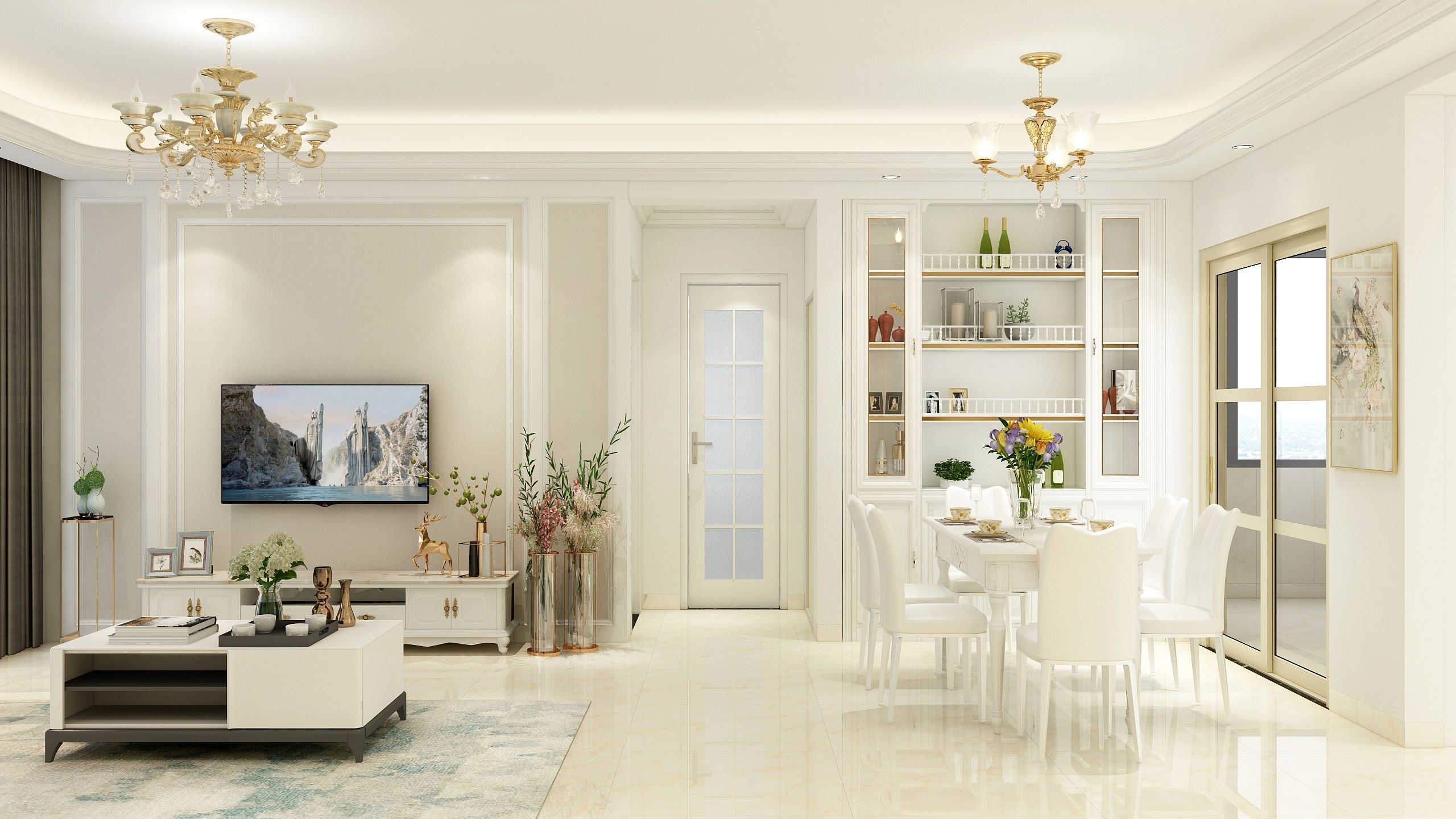 MajorDesign-雨花香府客厅阳台-最新-装修设计方案