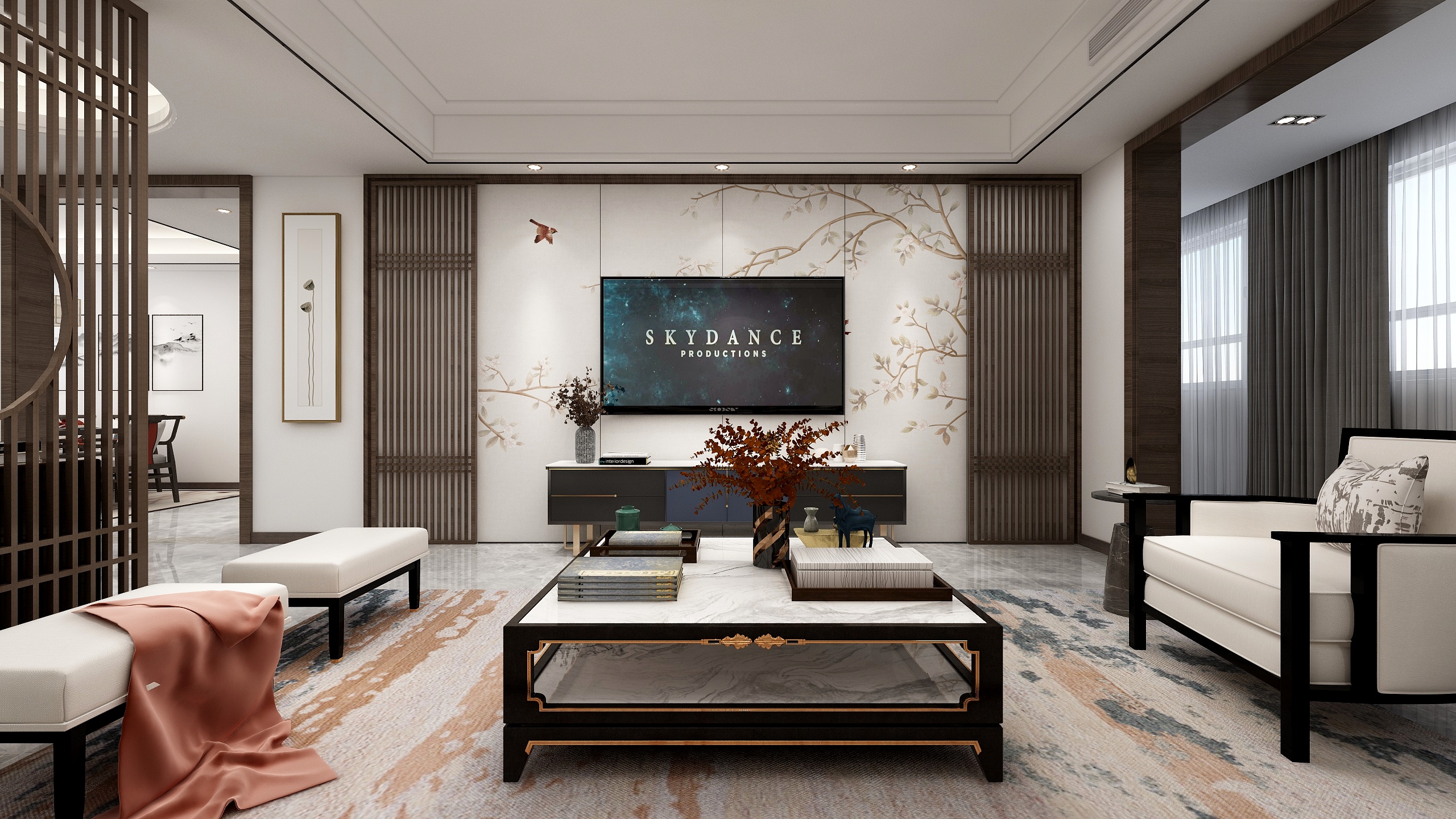 任桂辉-现代新中式152m²装修效果图