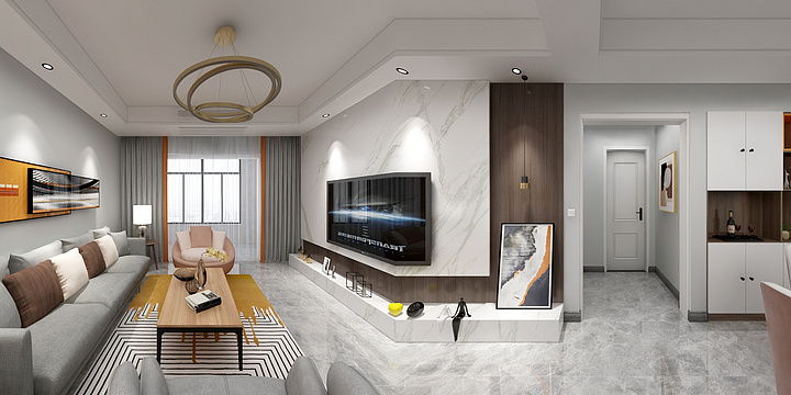 纪小磊-凯旋公馆客餐厅效果-装修设计方案