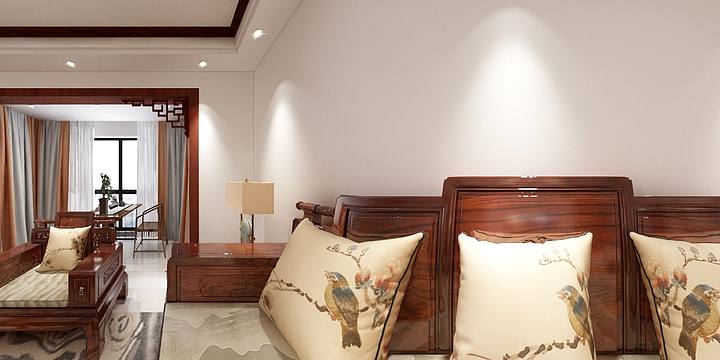 南宁市中庭装饰设计有限公司-设计师吴晓琳-蟠龙150平户型-中式-装修设计方案