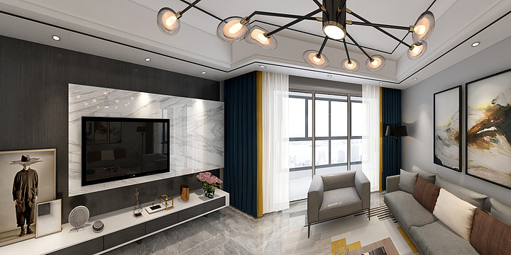 雯昕66-7栋85平方两居室效果图-装修设计方案