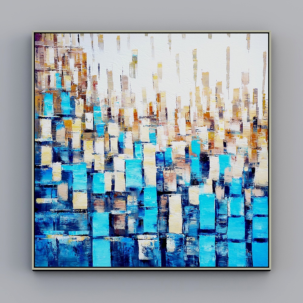 臣萱全屋配画-现代客卧室装饰画-油画-澎湃3D模型