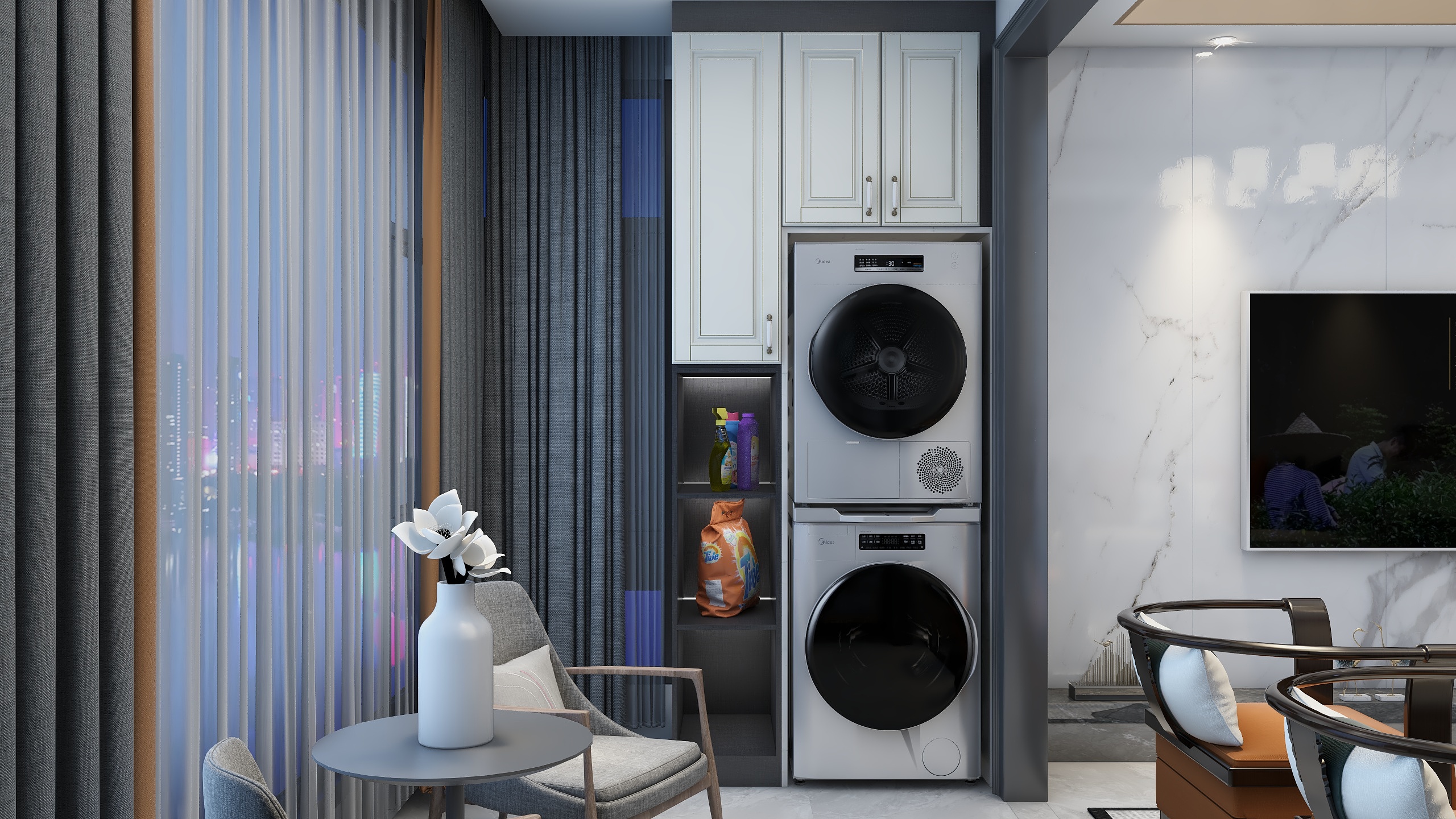 潮州设计师阿龙-新中式-水墨装修效果图