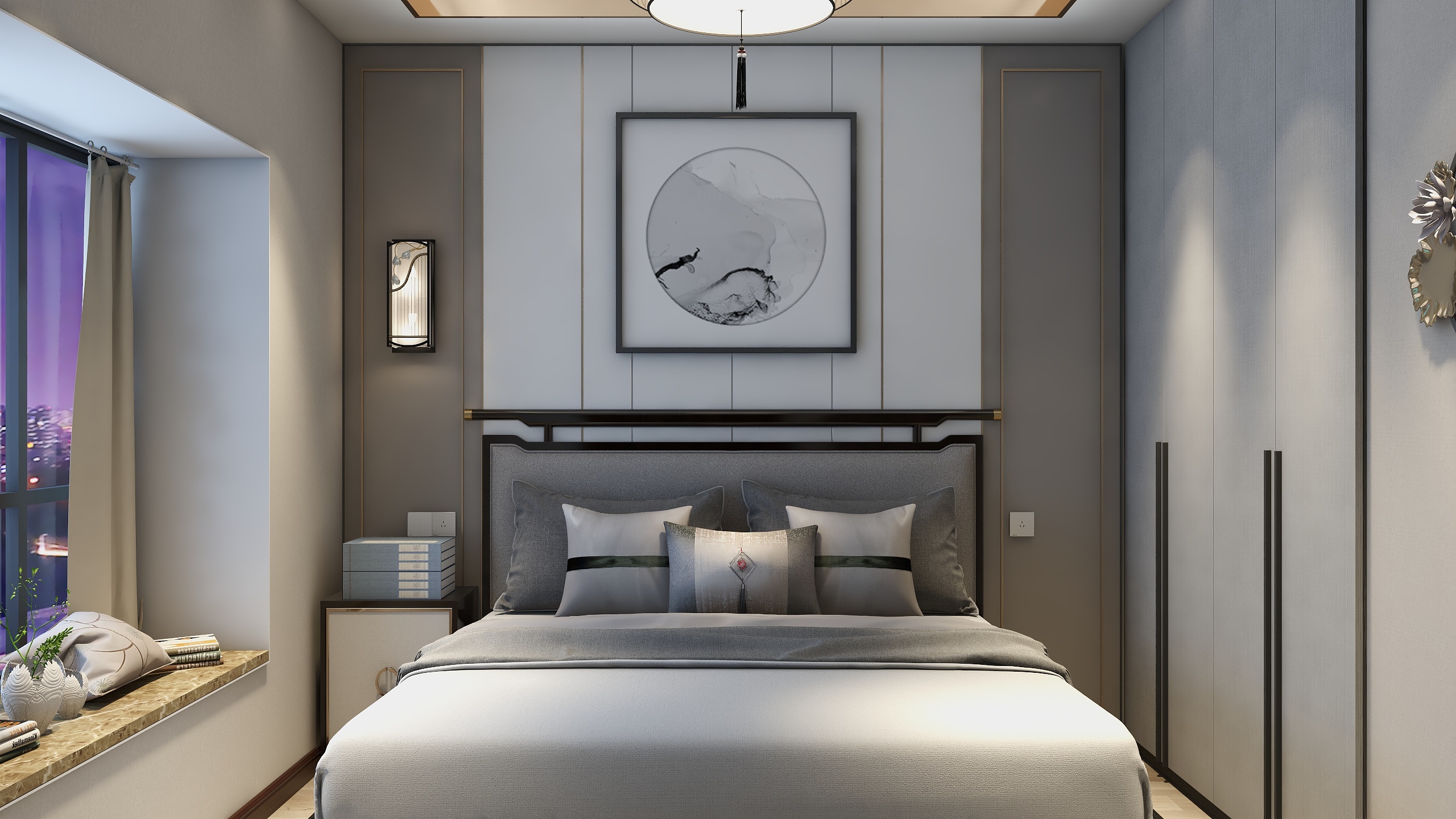 潮州设计师阿龙-新中式-水墨装修效果图