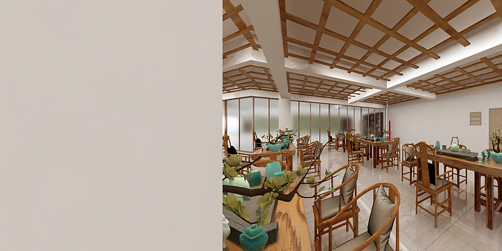 贵州锦宏装饰-茶艺（隔断打开）-装修设计方案