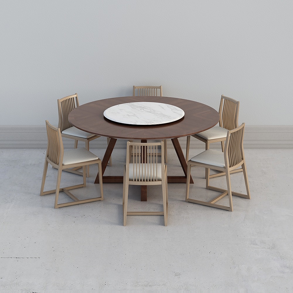 Dining Table Set 3D Model Elegant for Dining Room