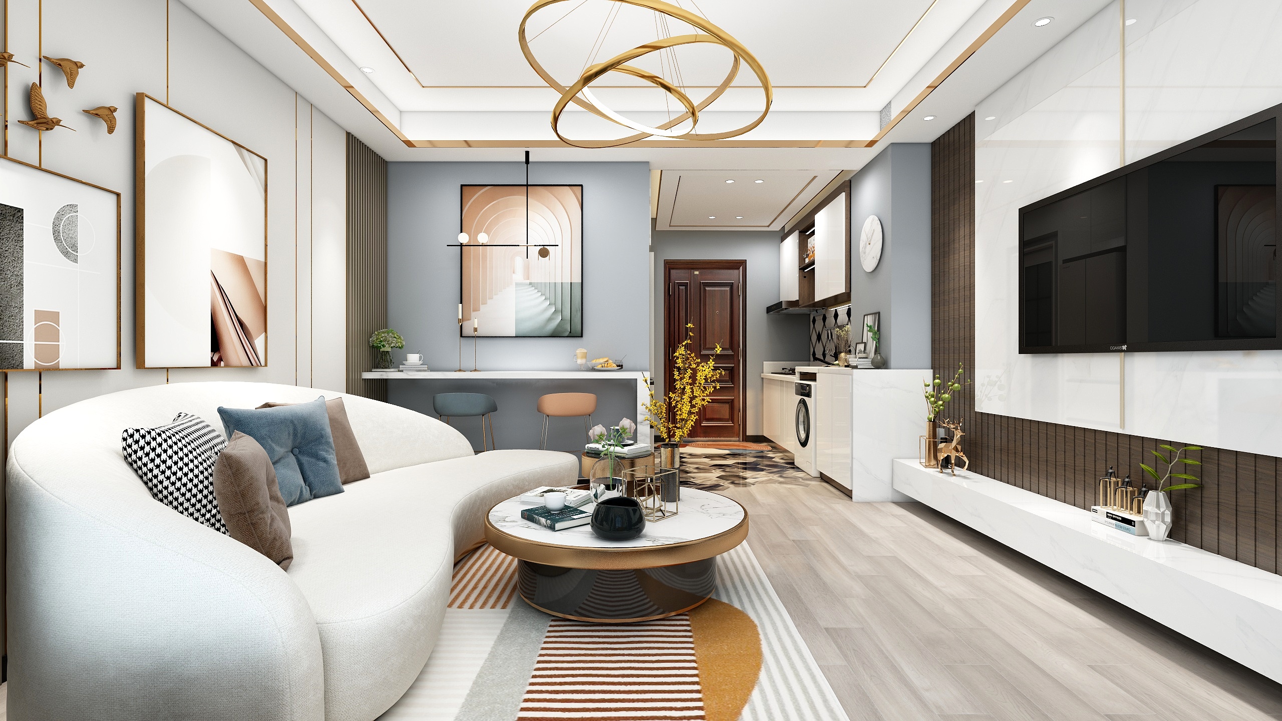 设计师梁晨-【轻奢】万达公寓-装修设计方案