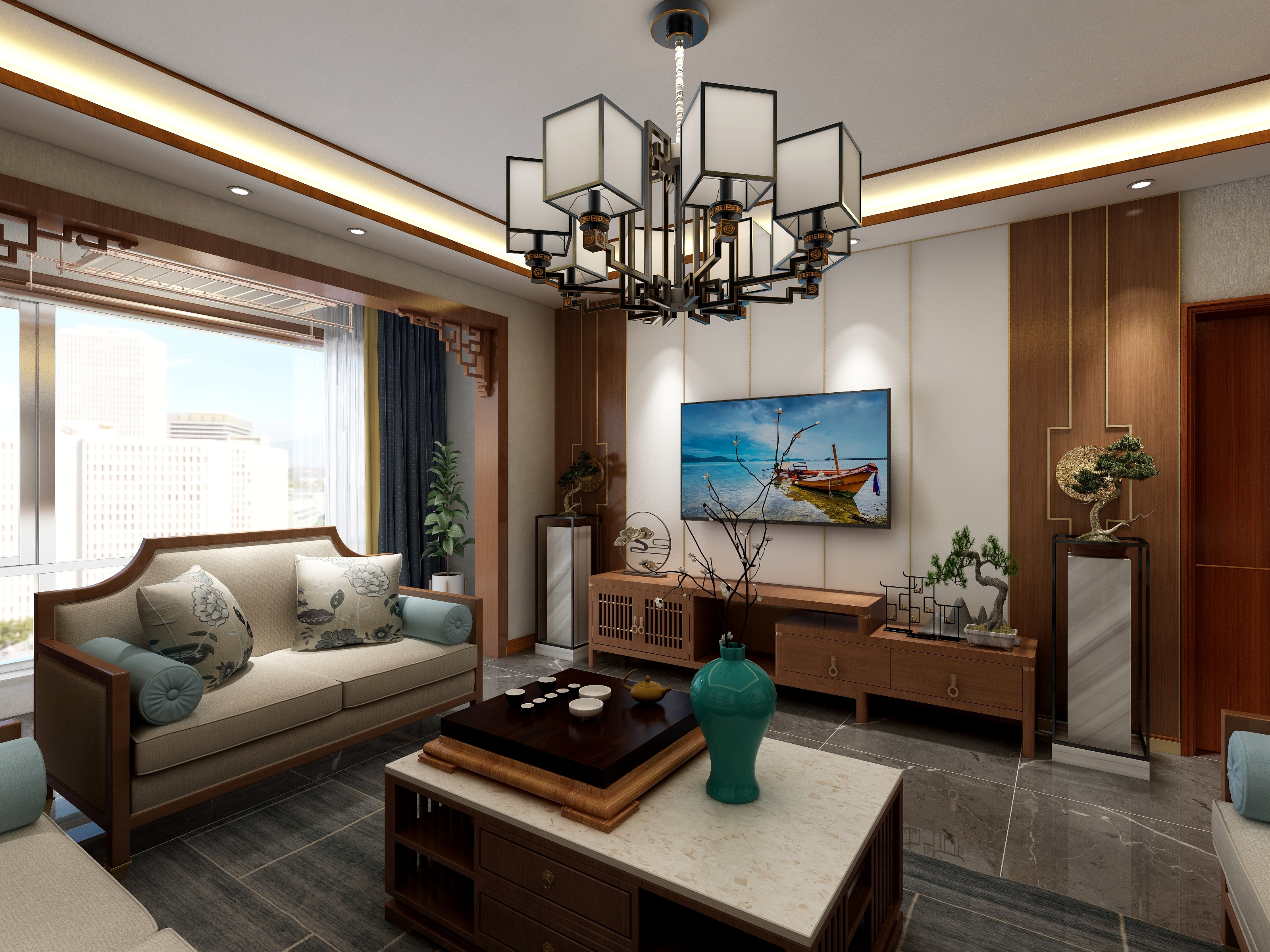 忆过往恍如梦-新中式-宝成中央公馆-装修设计方案