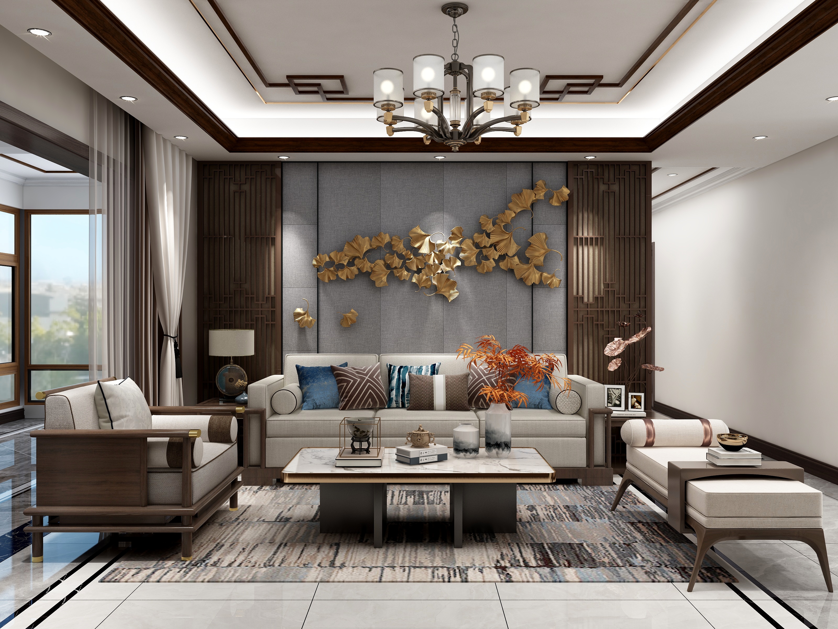 至简名设-文稳康-《誓言》195平新中式|五居室装修效果图